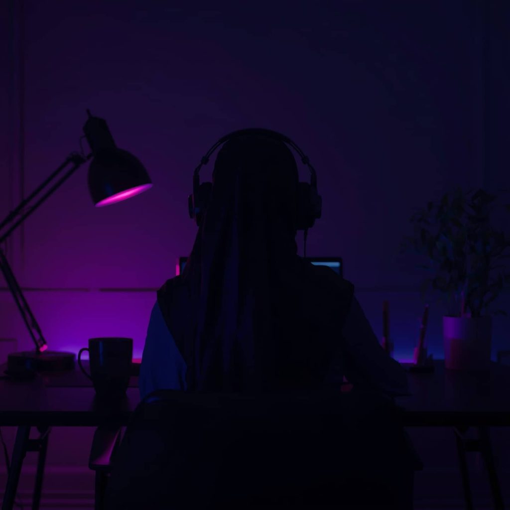 Lucid origin aesthetic dark lofi style a muslim woman wearing 0 1